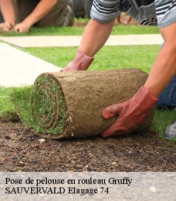 Pose de pelouse en rouleau